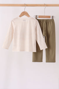 Turkey applique stripe pants set