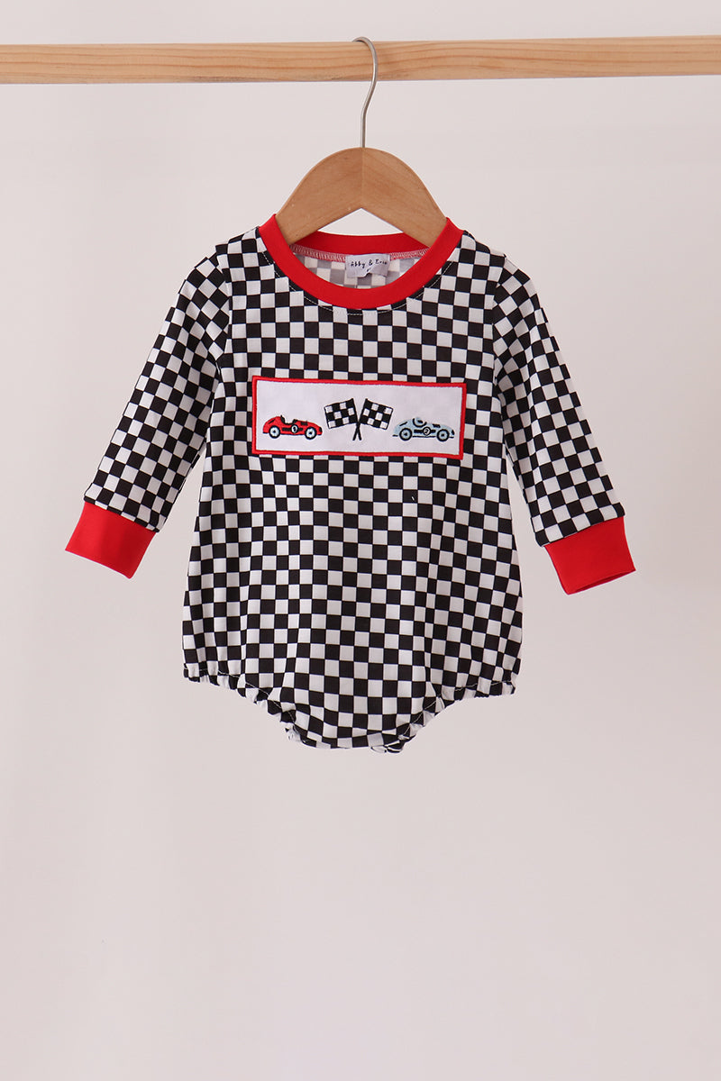 Car embroidery checkered bubble