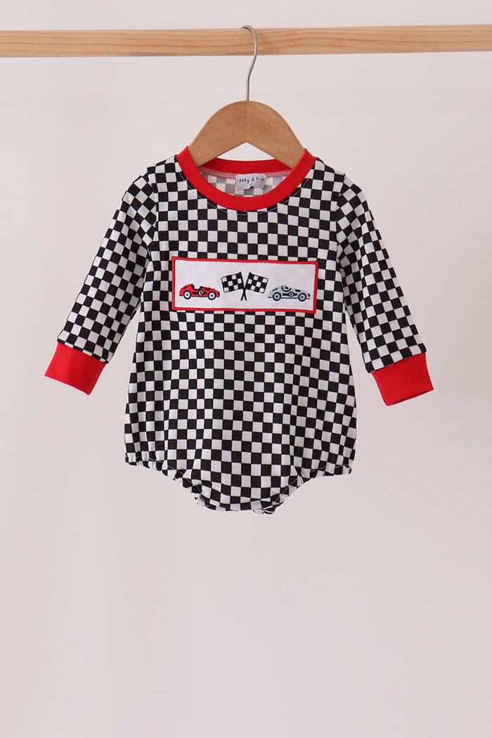 Car embroidery checkered bubble