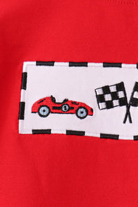 Car embroidery checkered pants set