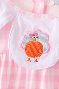 Turkey Embroidery Gingham Pants Set
