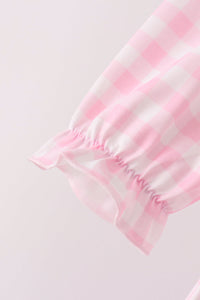 Turkey Embroidery Gingham Pants Set
