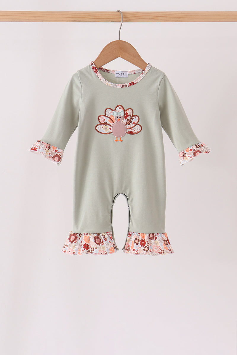 Turkey Applique Ruffle Romper
