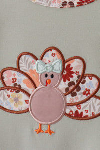 Turkey Applique Ruffle Romper