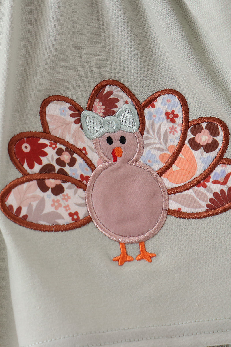 Turkey Applique Bow Bloomer Set