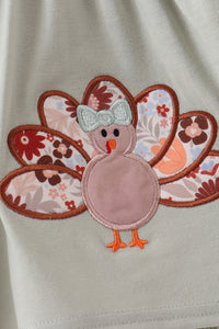 Turkey Applique Bow Bloomer Set