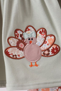 Turkey Applique Ruffle Pants Set