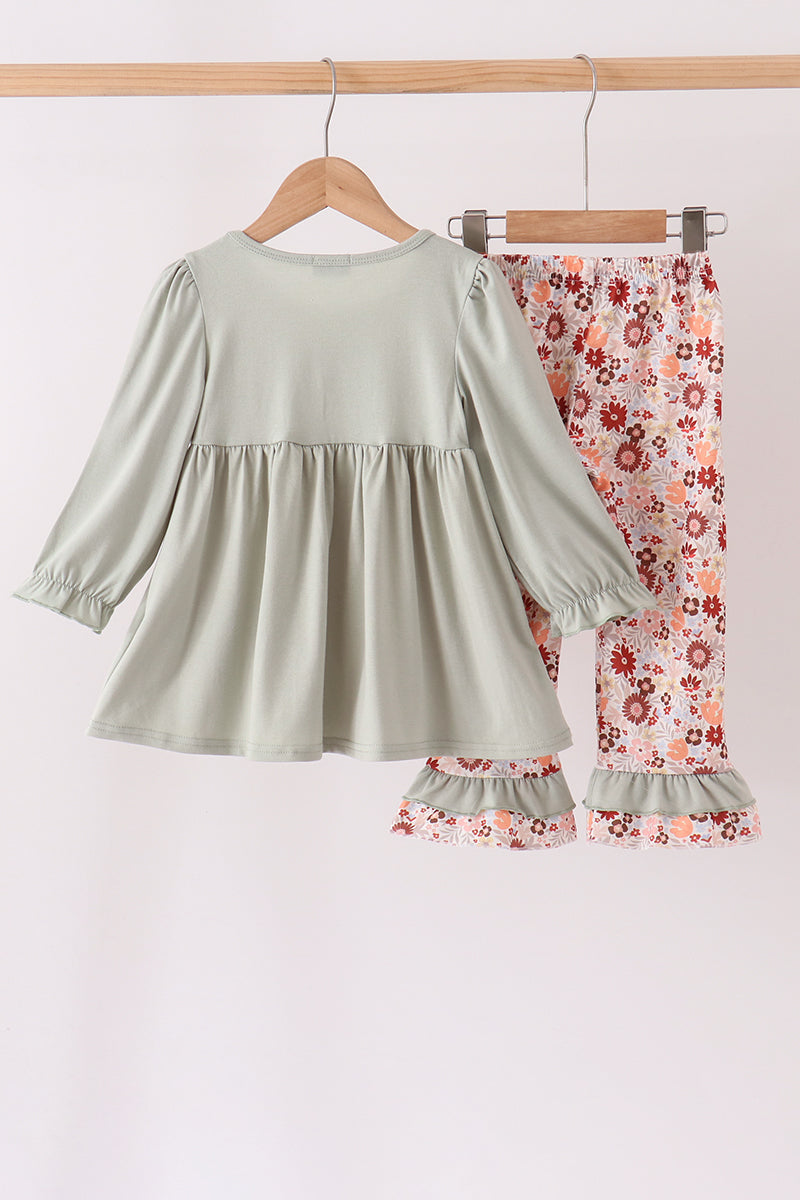 Turkey Applique Ruffle Pants Set