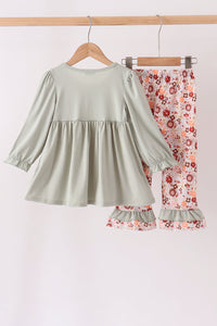 Turkey Applique Ruffle Pants Set