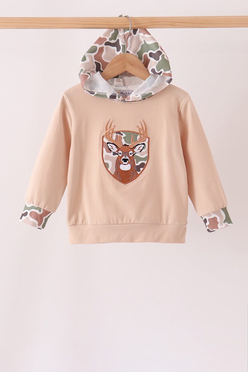 Camo Deer Applique Hoodie