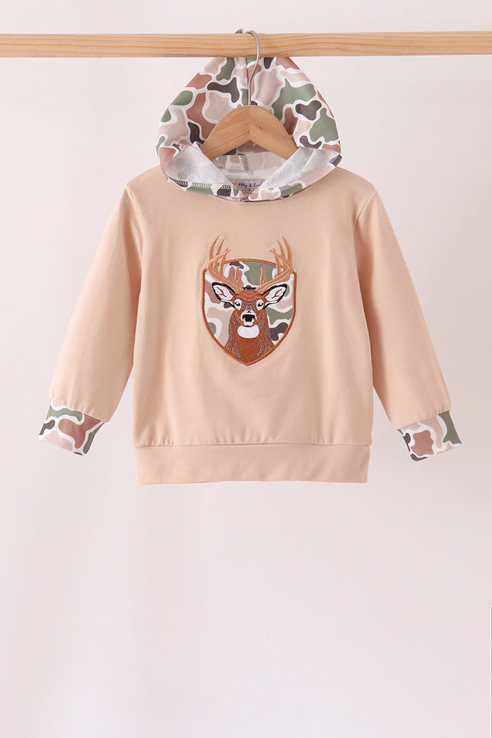 Camo Deer Applique Hoodie