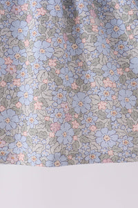 Blue Floral Bow Smocked 2pc Set