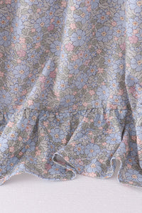 Blue Floral Ruffle Mom Dress