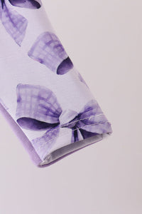 Purple Bow Zip Bamboo Romper