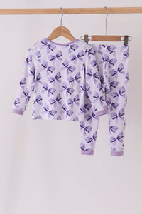 Purple Bow Zip Bamboo Pajama Set