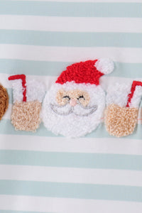 Santa french knot ruffle bloomer set
