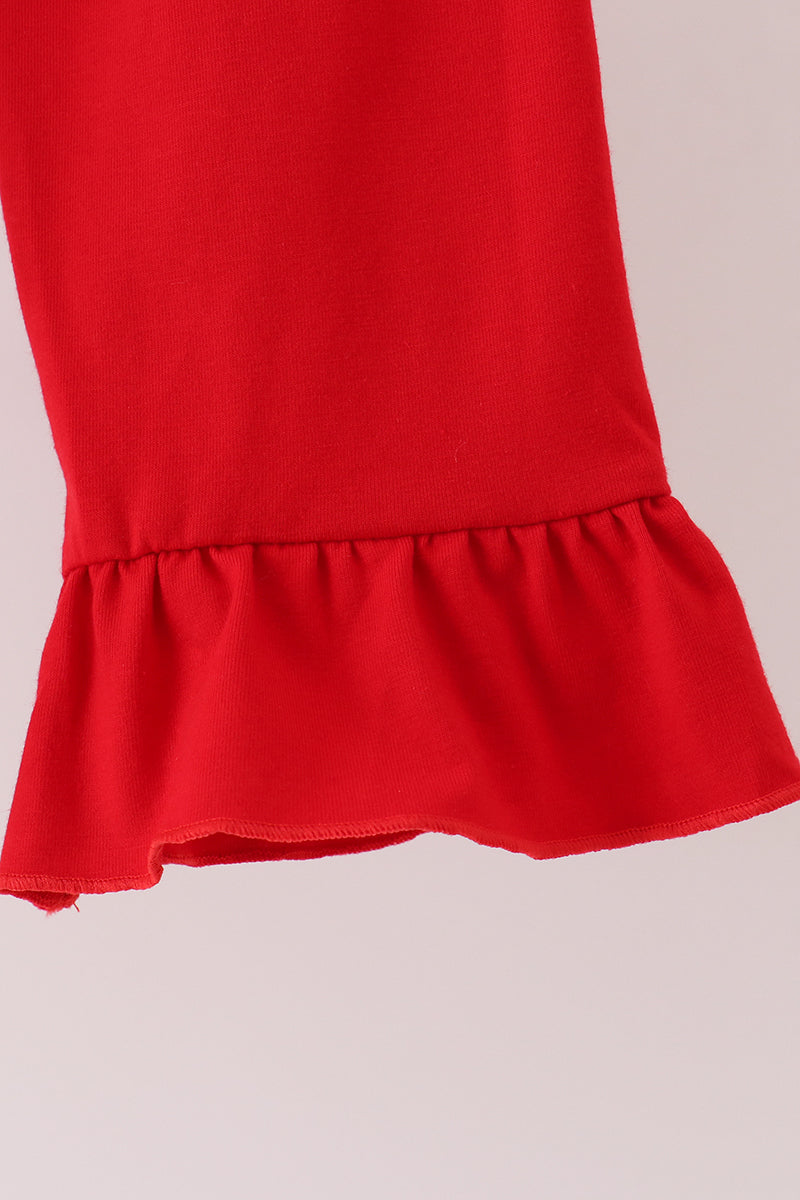Santa french knot ruffle pants set