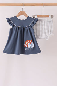 Football bow french knot bloomer set