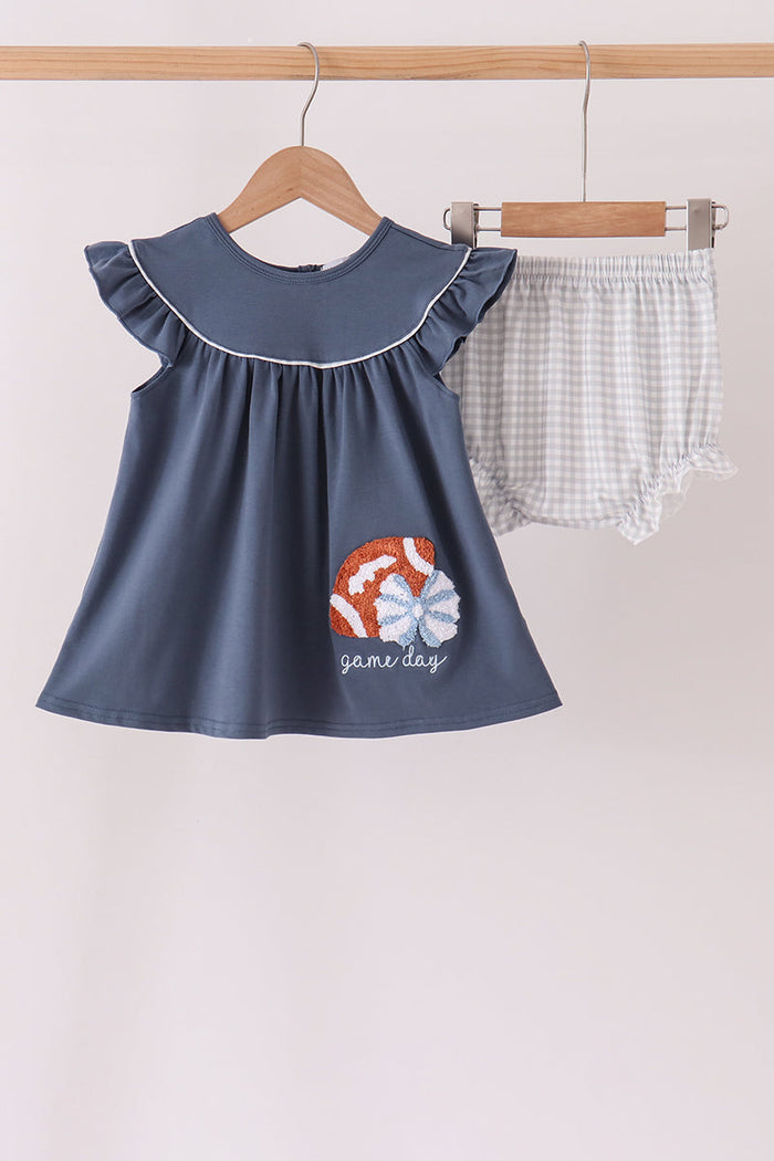 Football bow french knot bloomer set
