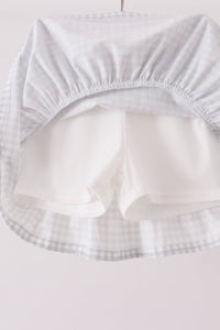 Football bow french knot skorts set