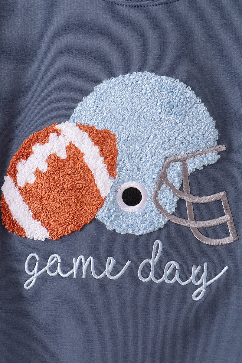 Football bow french knot shorts set