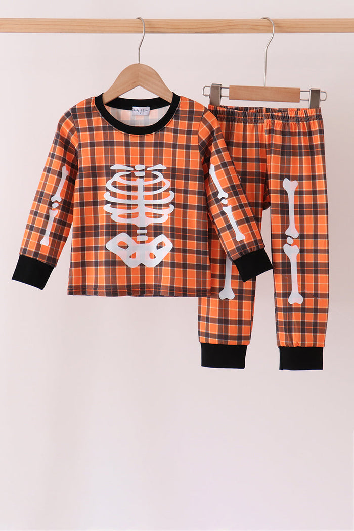 Skeleton plaid pants set