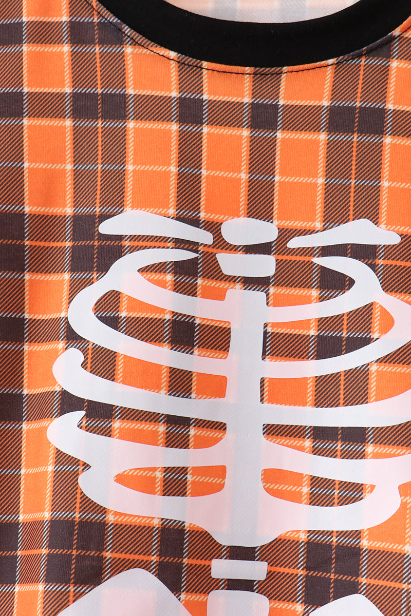 Skeleton plaid pants set