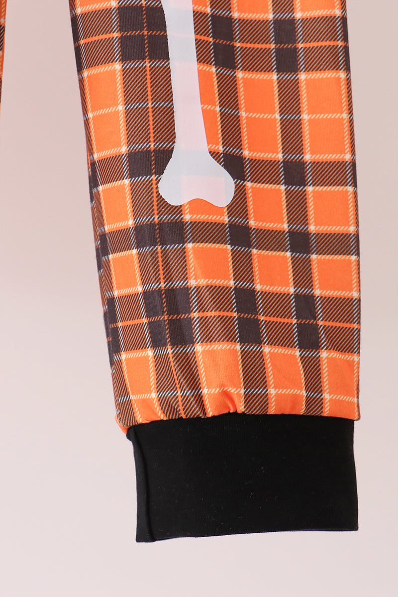 Skeleton plaid pants set