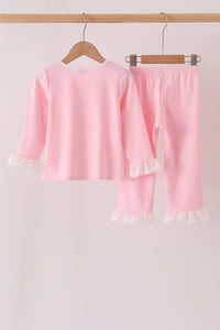 Skeleton print ruffle pants set