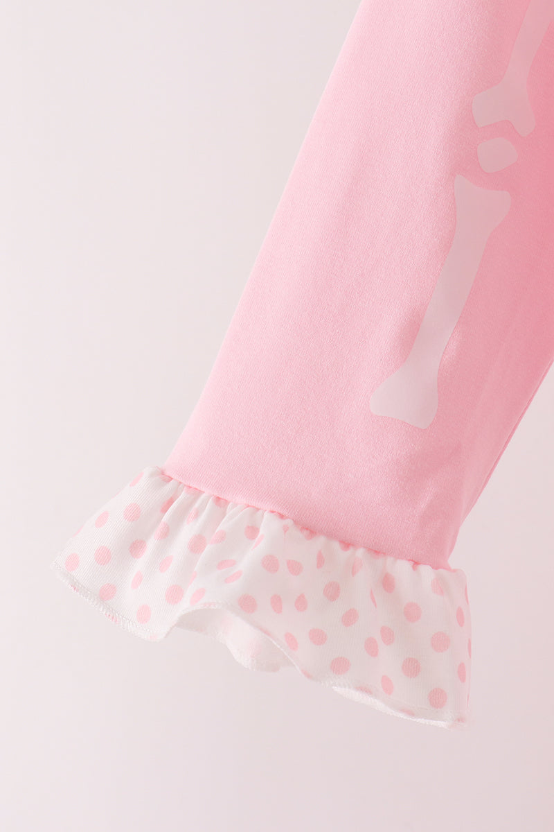 Skeleton print ruffle pants set