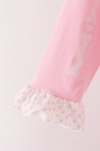 Skeleton print ruffle pants set