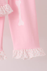 Skeleton print ruffle pants set