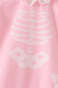 Skeleton print ruffle romper