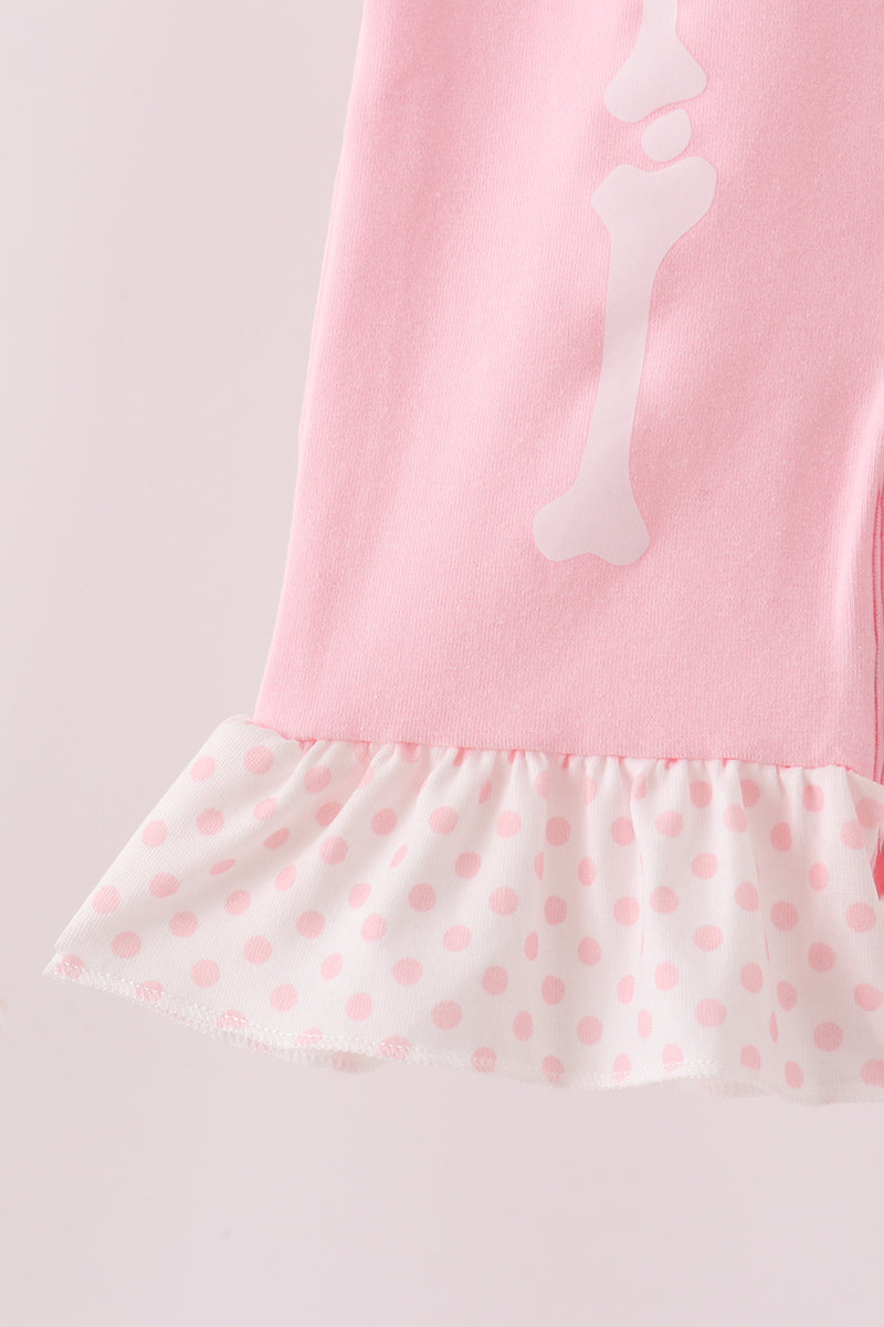 Skeleton print ruffle romper