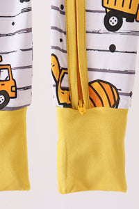Construction Trucks Zip Bamboo Romper