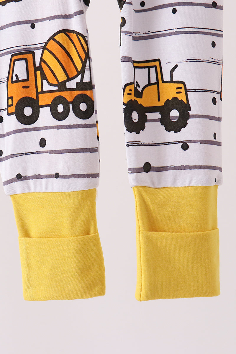 Construction Trucks Zip Bamboo Romper