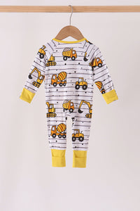 Construction Trucks Zip Bamboo Romper
