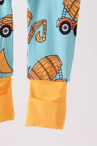 Construction Trucks Zip Bamboo Romper