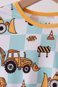 Construction trucks bamboo pajama set