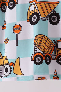 Construction trucks bamboo pajama set