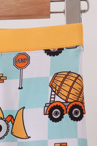 Construction trucks bamboo pajama set