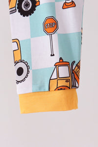 Construction trucks bamboo pajama set