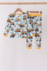 Construction trucks bamboo pajama set