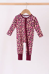 Leopard bamboo zipper romper