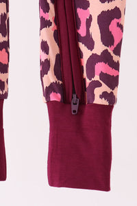 Leopard bamboo zipper romper