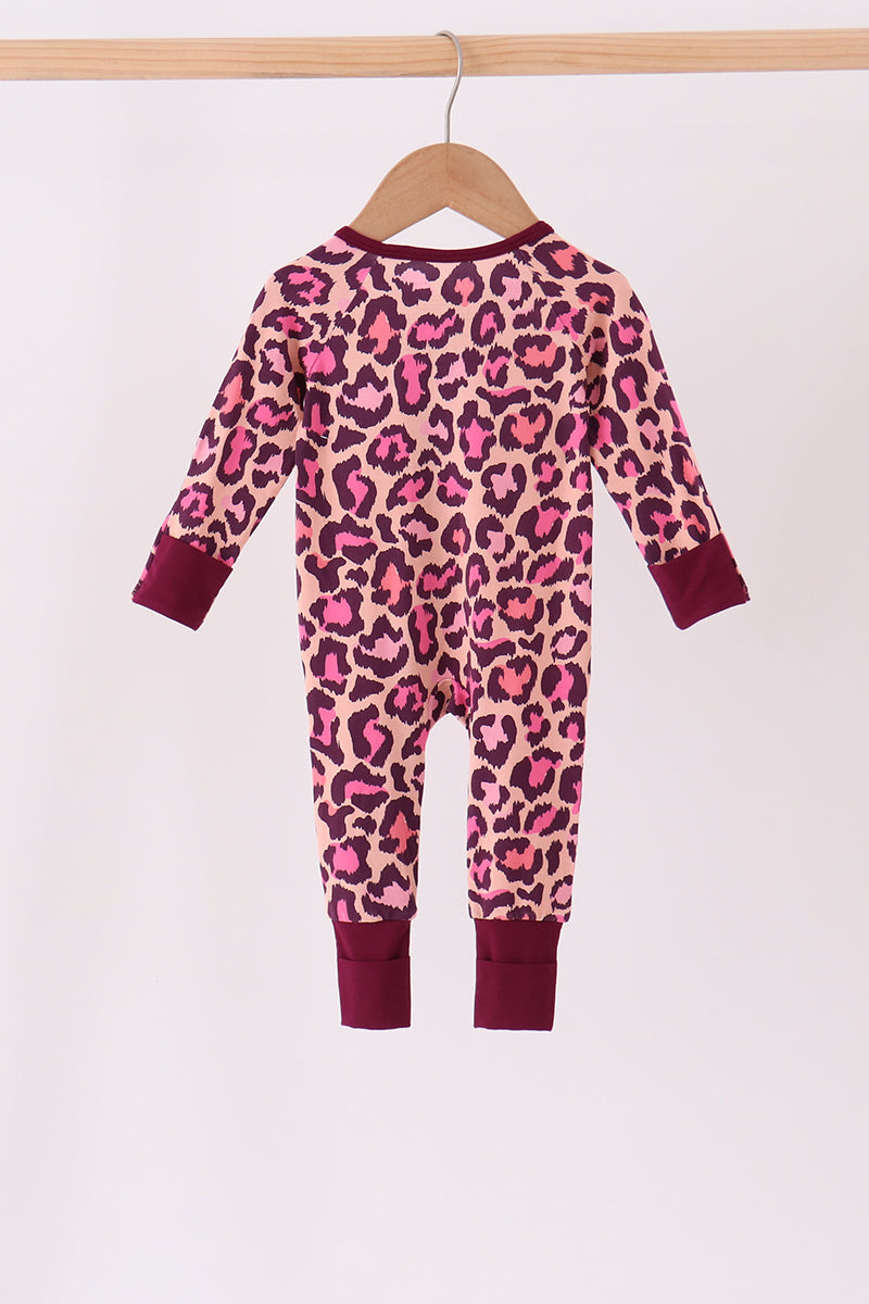 Leopard bamboo zipper romper