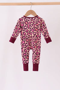 Leopard bamboo zipper romper