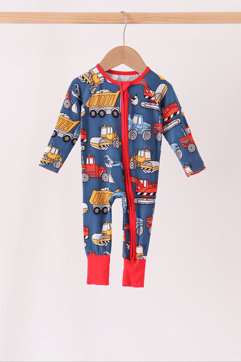 Tractor print bamboo romper