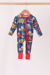 Tractor print bamboo romper