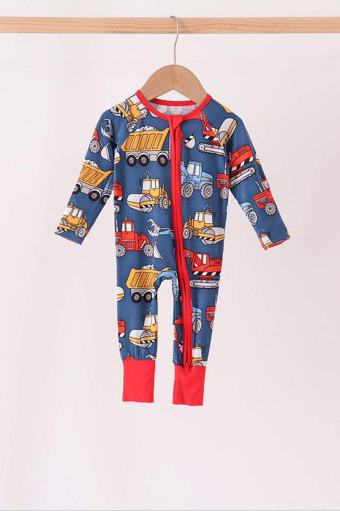 Tractor print bamboo romper